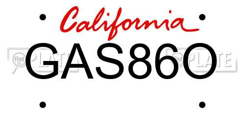 GAS86O California License Plate