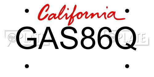 GAS86Q California License Plate