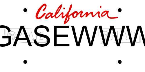 GASEWWW California License Plate