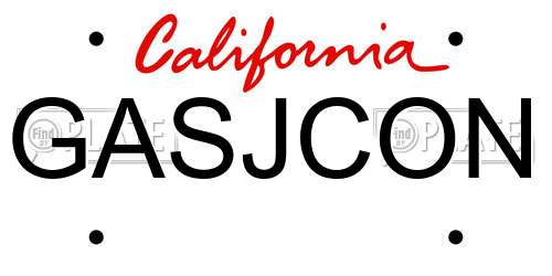 GASJCON California License Plate