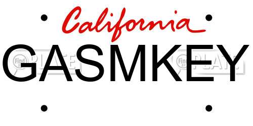 GASMKEY California License Plate