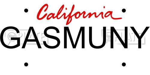 GASMUNY California License Plate