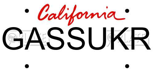 GASSUKR California License Plate