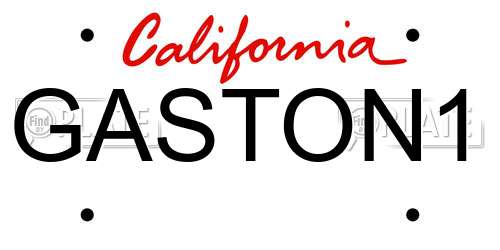 GASTON1 California License Plate