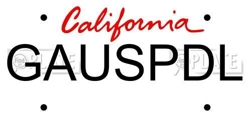 GAUSPDL California License Plate