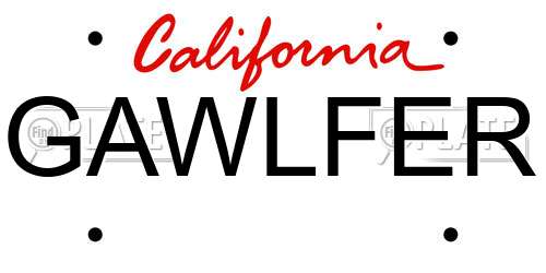 GAWLFER California License Plate