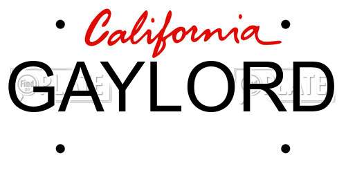 GAYLORD California License Plate