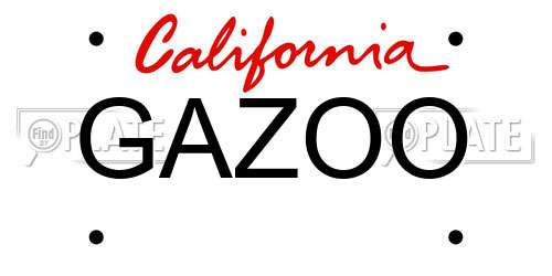 GAZOO California License Plate