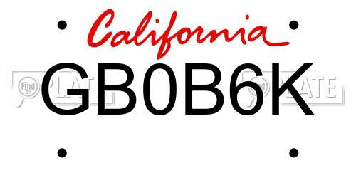GB0B6K California License Plate