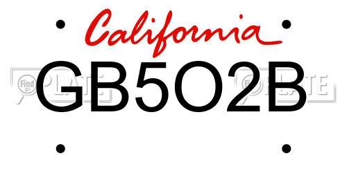 GB5O2B California License Plate
