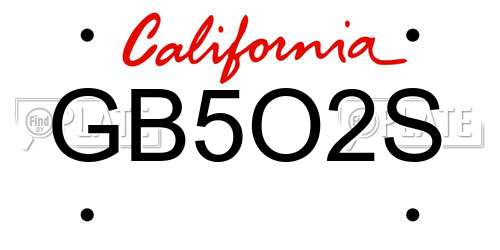 GB5O2S California License Plate
