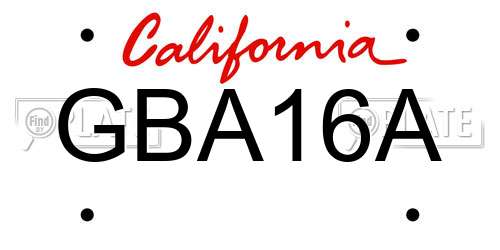 GBA16A California License Plate