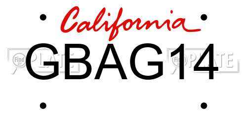 GBAG14 California License Plate