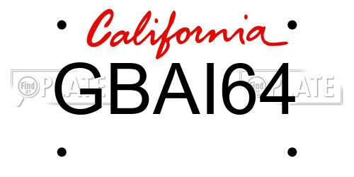 GBAI64 California License Plate