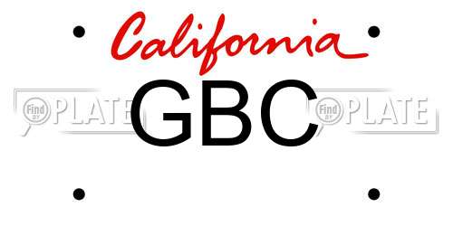 GBC California License Plate