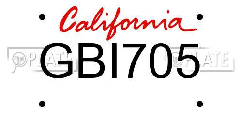 GBI705 California License Plate
