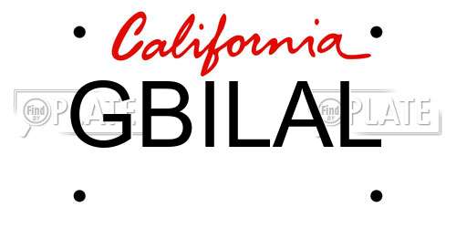 GBILAL California License Plate