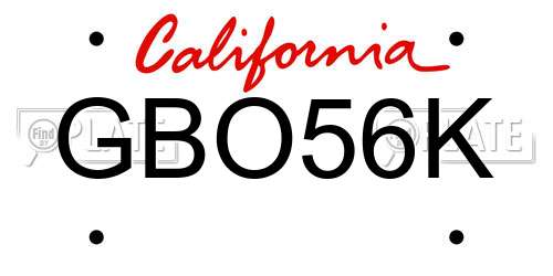 GBO56K California License Plate