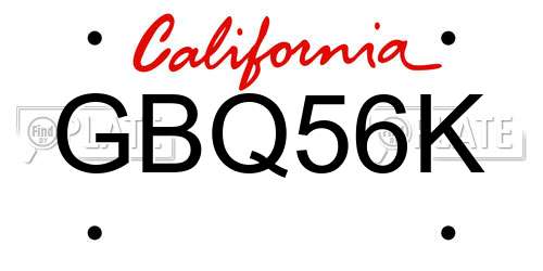 GBQ56K California License Plate