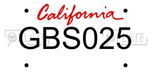 GBS025 California License Plate