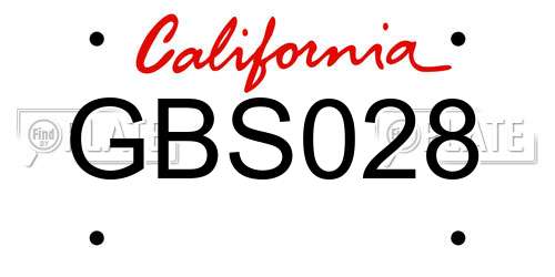 GBS028 California License Plate