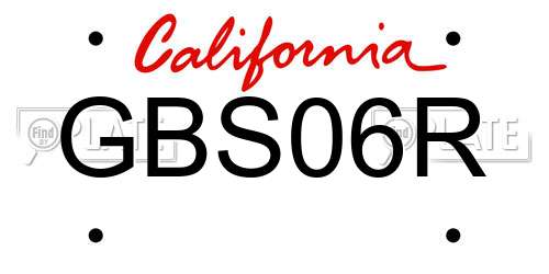 GBS06R California License Plate
