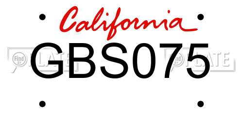 GBS075 California License Plate