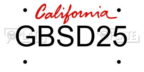 GBSD25 California License Plate