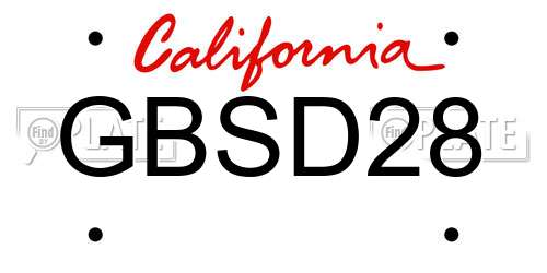 GBSD28 California License Plate