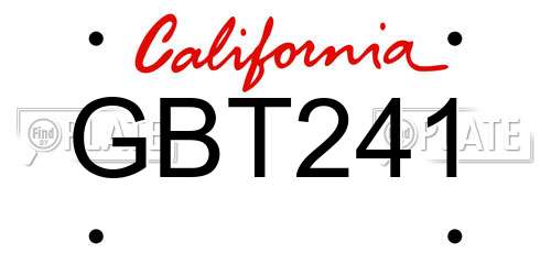 GBT241 California License Plate
