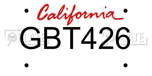 GBT426 California License Plate