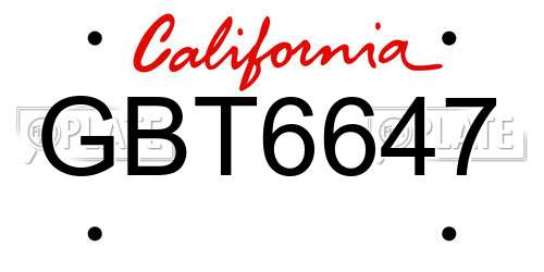 GBT6647 California License Plate