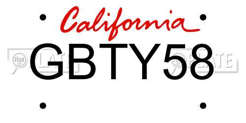 GBTY58 California License Plate
