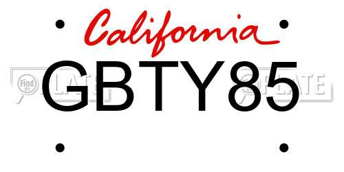 GBTY85 California License Plate
