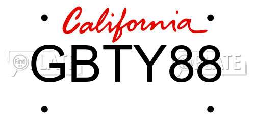 GBTY88 California License Plate