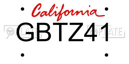 GBTZ41 California License Plate