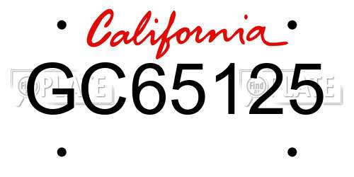 GC65125 California License Plate