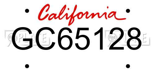 GC65128 California License Plate