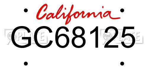 GC68125 California License Plate