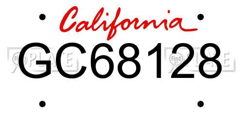 GC68128 California License Plate