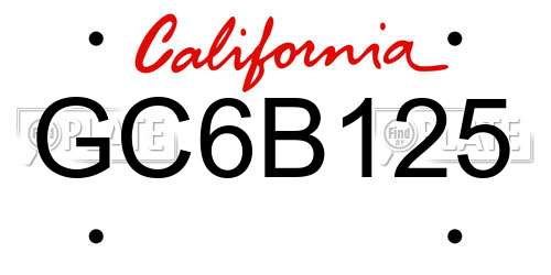 GC6B125 California License Plate