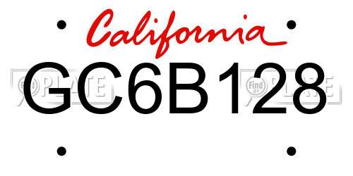 GC6B128 California License Plate