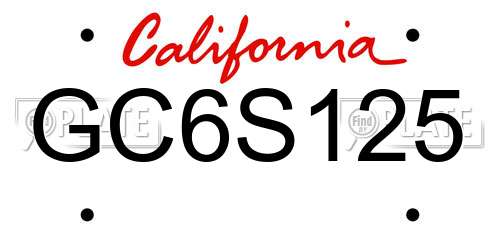 GC6S125 California License Plate