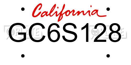 GC6S128 California License Plate