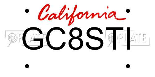 GC8STI California License Plate