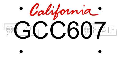 GCC607 California License Plate