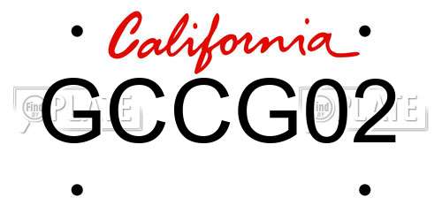 GCCG02 California License Plate