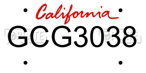 GCG3038 California License Plate