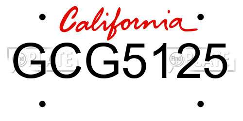GCG5125 California License Plate
