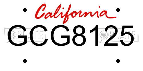 GCG8125 California License Plate